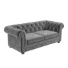 Grey Velvet Chesterfield Pull Out Sofa Bed - Seats 3 - Bronte