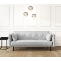 Grey 3 Seater Velvet Sofa Bed with Cushions - Rory