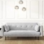 Grey 3 Seater Velvet Sofa Bed with Cushions - Rory