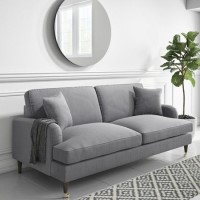 Grey 3 Seater Sofa in Woven Fabric - Payton