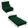 Dark Green Velvet Single Sofa Bed with Bolster Cushion - Eleni