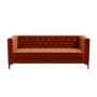 Buttoned Orange Velvet Sofa with Cushions - Seats 3 - Luthor