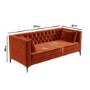 Buttoned Orange Velvet Sofa with Cushions - Seats 3 - Luthor