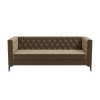 3 Seater Mink Velvet Sofa with Buttons and Cushions - Luthor