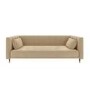 Beige Velvet 3 Seater Sofa Bed with Cushions - Sleeps 2 - Mabel
