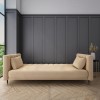 Beige Velvet 3 Seater Sofa Bed with Cushions - Sleeps 2 - Mabel