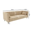 Beige Velvet 3 Seater Sofa Bed with Cushions - Sleeps 2 - Mabel
