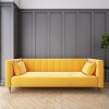 Yellow Velvet 3 Seater Sofa Bed with Cushions - Sleeps 2 - Mabel