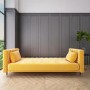 Yellow Velvet 3 Seater Sofa Bed with Cushions - Sleeps 2 - Mabel
