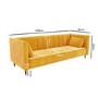 Yellow Velvet 3 Seater Sofa Bed with Cushions - Sleeps 2 - Mabel