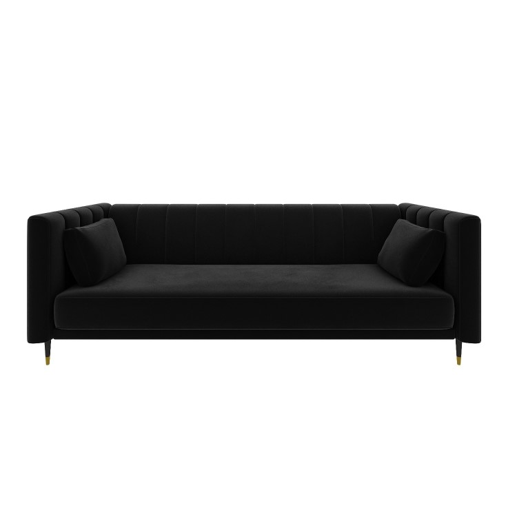 3 Seater Click-Clack Sofa Bed in Dark Grey Velvet - Mabel