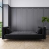 3 Seater Click-Clack Sofa Bed in Dark Grey Velvet - Mabel