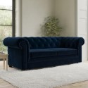 SOF095 Navy Blue Velvet Chesterfield 3 Seater Pull-Out Sofa Bed - Bronte