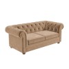 Beige Velvet Chesterfield Pull Out Sofa Bed - Seats 3 - Bronte