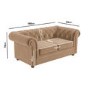 Chesterfield Sofa in Beige Velvet - Seats 2 - Bronte