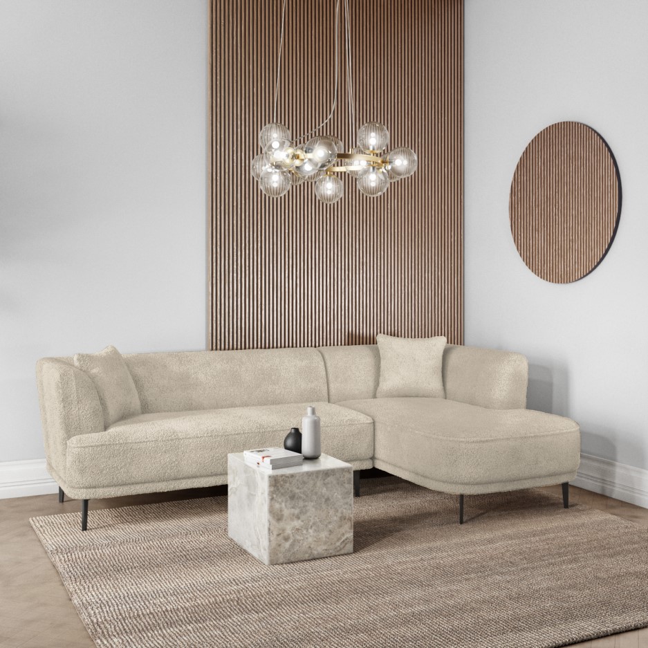 Cream Teddy Bear Fabric Corner Sofa Seats 3 Teddy BuyItDirect.ie