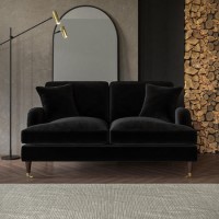 Black Velvet 2 Seater Sofa - Payton Black Velvet 2 Seater Sofa - Payton