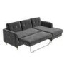 Grey L Shaped Sofa Bed in Velvet  - Right Hand Facing - Sutton