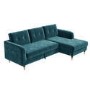 Teal Blue L Shaped Sofa Bed in Velvet  - Right Hand Facing - Sutton