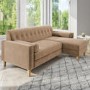 Beige Velvet 3 Seater L Shaped Sofa in Velvet - Right Hand Facing - Idris