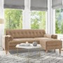 Beige Velvet 3 Seater L Shaped Sofa in Velvet - Right Hand Facing - Idris