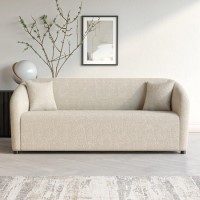 Cream Boucle Fabric 3 Seater Curved Tub Sofa - Monroe