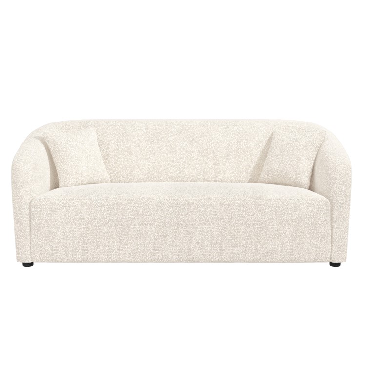 Cream Boucle Fabric 3 Seater Curved Tub Sofa - Monroe
