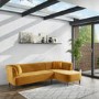 Mustard Yellow 3 Seater Corner Sofa in Velvet with Cushions 