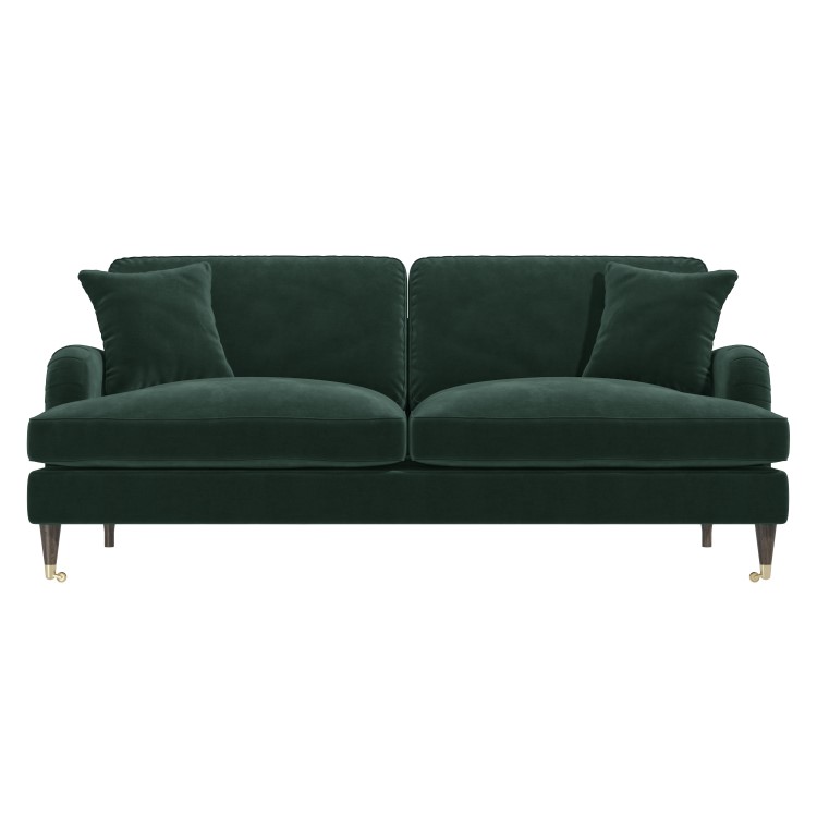 Dark Green Velvet 3 Seater Sofa - Payton