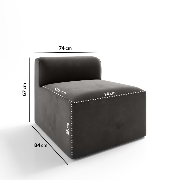 Grey Velvet Modular Middle Section - Hendrix
