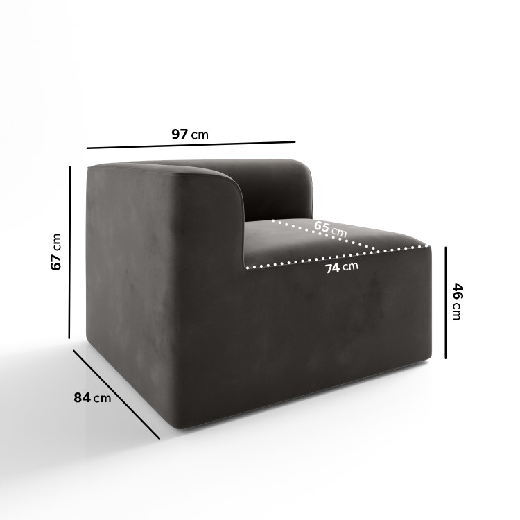 Hendrix Grey Velvet Left Corner Section