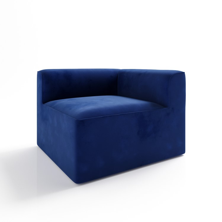 Navy Velvet Right Corner Section - Modular Sofa Piece - Hendrix