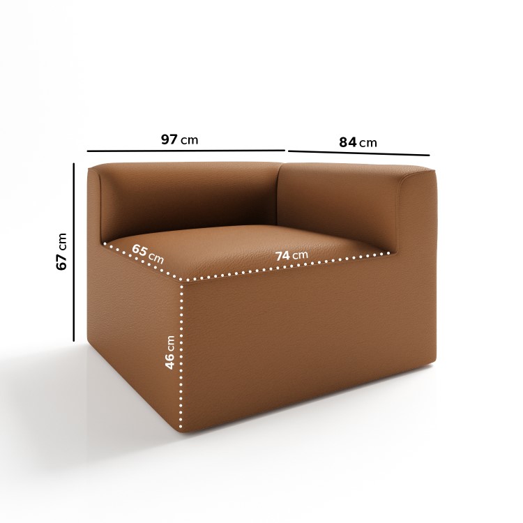 Hendrix Tan PU Leather  Right Corner Section