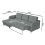 Grey Fabric L Shaped Sofa Bed - Left Hand Facing - Sutton