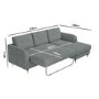 Grey Fabric L Shaped Sofa Bed - Right Hand Facing - Sutton