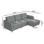 Grey Fabric L Shaped Sofa Bed - Right Hand Facing - Sutton