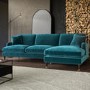 Teal Velvet Right Hand Facing 4 Seater Chaise Corner Sofa - Payton