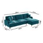 Teal Velvet Right Hand Facing 4 Seater Chaise Corner Sofa - Payton