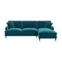 Teal Velvet Right Hand Facing 4 Seater Chaise Corner Sofa - Payton