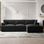 Dark Grey Velvet Corner Right Hand Facing Sofa and Footstool Set - August