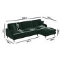 Dark Green Velvet Right Hand Facing 4 Seater Chaise Corner Sofa - Payton 