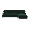 Dark Green Velvet Right Hand Facing 4 Seater Corner Sofa - Payton 