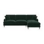 Dark Green Velvet Right Hand Facing 4 Seater Chaise Corner Sofa - Payton 