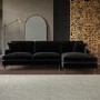 Black Velvet Right Hand Facing 4 Seater Chaise Corner Sofa - Payton