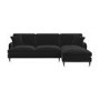 Black Velvet Right Hand Facing 4 Seater Chaise Corner Sofa - Payton