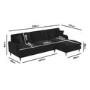 Black Velvet Right Hand Facing 4 Seater Chaise Corner Sofa - Payton