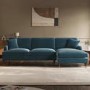 Blue Velvet Right Hand Facing 4 Seater Chaise Corner Sofa - Payton