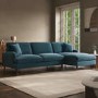 Blue Velvet Right Hand Facing 4 Seater Chaise Corner Sofa - Payton