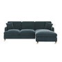 Blue Velvet Right Hand Facing 4 Seater Chaise Corner Sofa - Payton