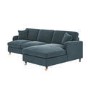 Blue Velvet Right Hand Facing 4 Seater Chaise Corner Sofa - Payton